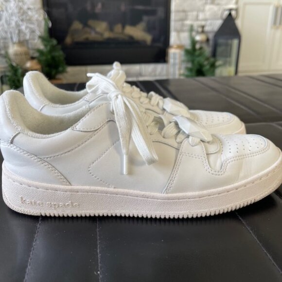 Kate Spade Tennis Shoes 7.5 White leather - Picture 6 of 10